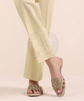 BEIGE COTTON STRAIGHT PANT